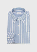 Blue Reverse Stripe Oxford Cloth Button Down Shirt
