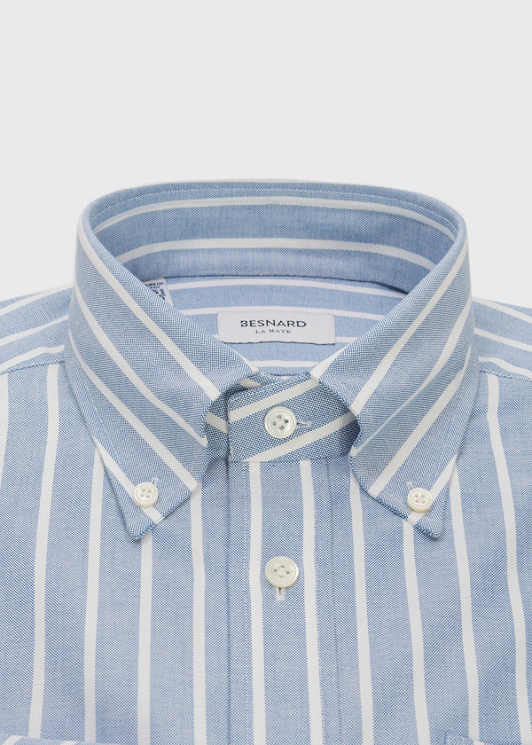 Blue Reverse Stripe Oxford Cloth Button Down Shirt