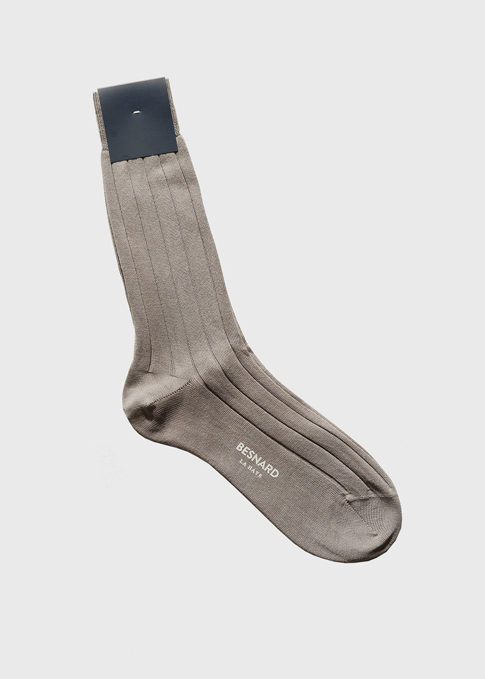 Wide Rib Socks in Taupe Cotton