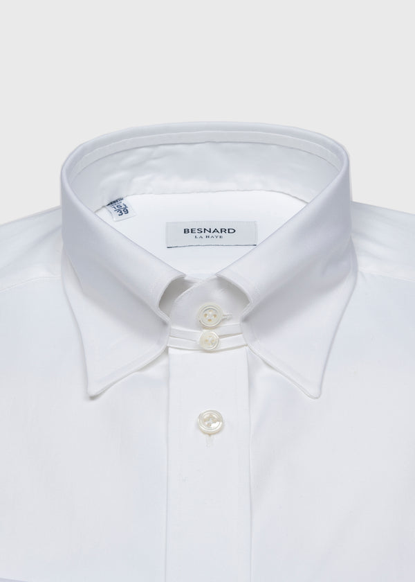 White Pinpoint Tab Collar Shirt