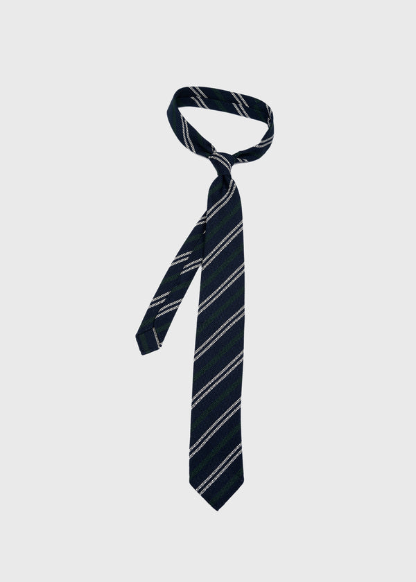 Navy Green Striped Grenadine Tie