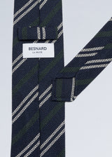 Navy Green Striped Grenadine Tie