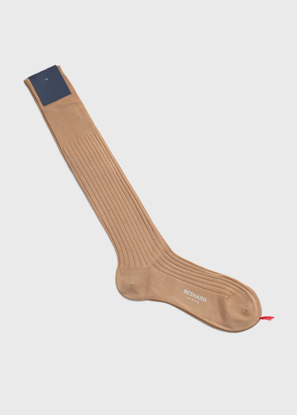 Over the Calf Socks in Beige Cotton