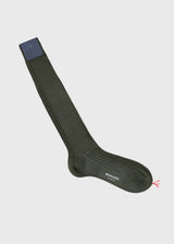 Over the Calf Socks in Green Cotton