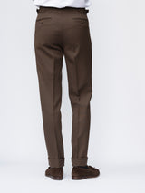 Brown Single Pleat Cavalry Twill Trousers
